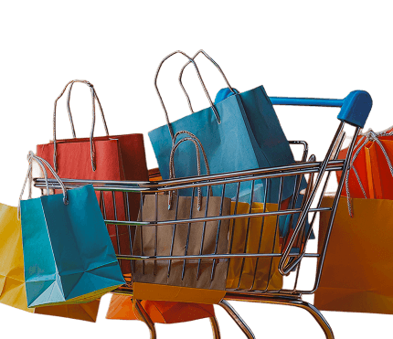 Shopping bags in cart